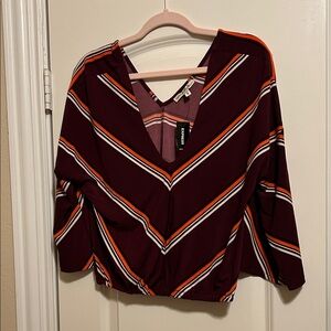 Express Burgundy and Orange Striped Blouse size medium